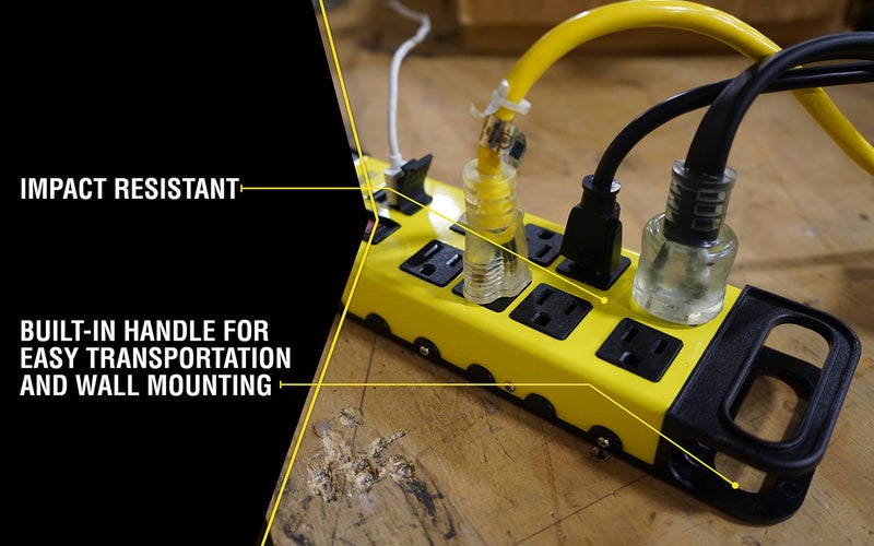 Yellow Jacket بلوك طاقة معدني حديث 8 مخرج من يلو جاكت 5148 مع 2 منفذ USB؛ أصفر - Image 5